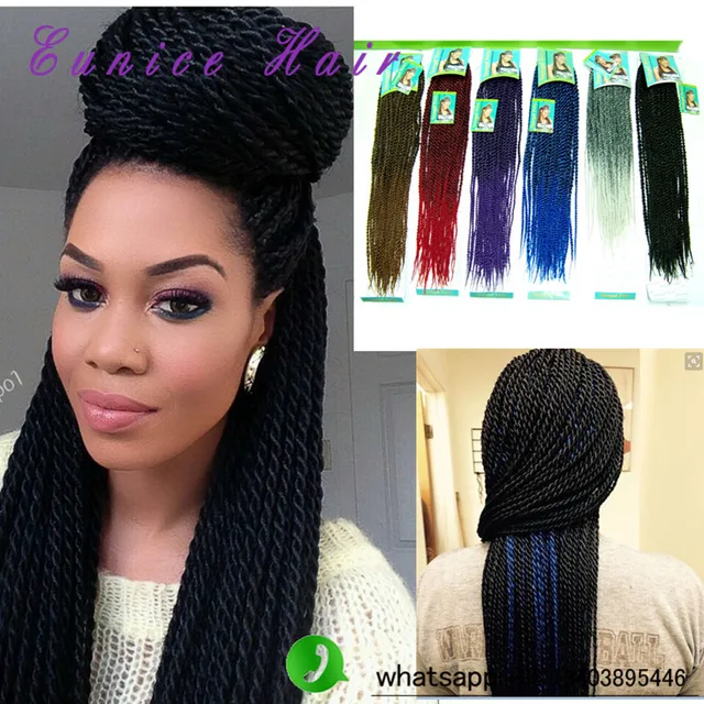 6PCS Pre-twisted Hair Senegalese Cheap Synthetic Hair Black Crochet ...
