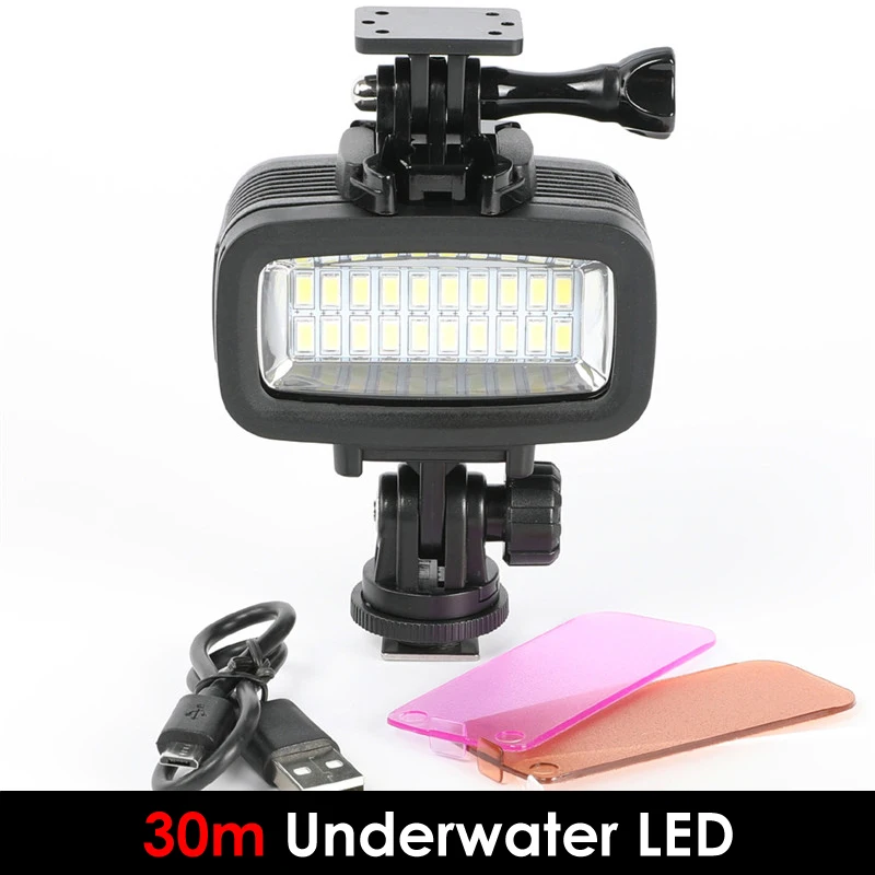 

30M Waterproof Underwater LED Video Light Super Bright Diving Fill Lamp Suitable for GOPRO SJCAM Action Camera