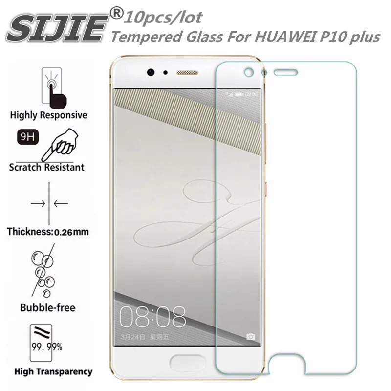 

SIJIE 10PCS Tempered Glass For HUAWEI P10 plus 2.26mm Screen Protector protective front stronger 9H hardness thin discount