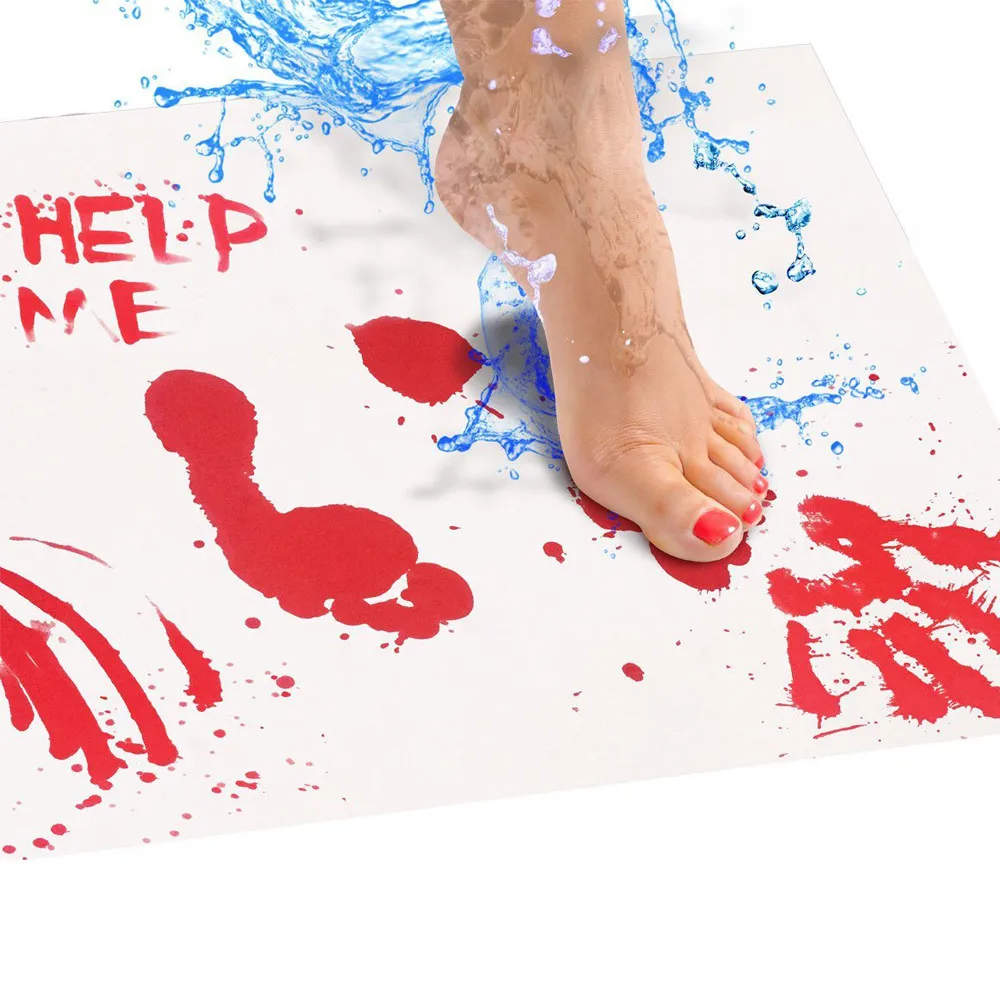 

Halloween Bloody Bath Mat Color Changing Sheet Turns Red Wet Make You Bleeding Footprints Bathroom Carpet Dropshipping T#