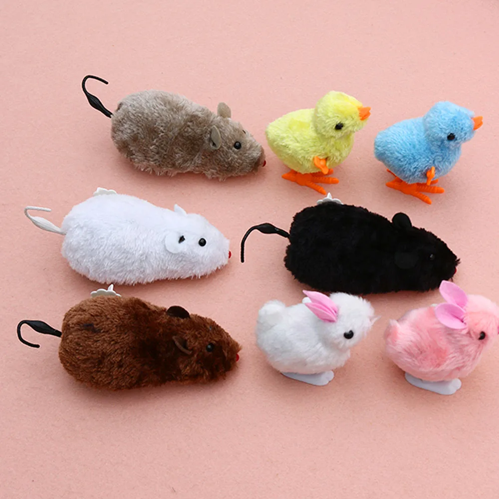 

New Style 2019 Funny Wind Up Running Mouse Rat Move Tail Cat Kitten Prank Toy Cute Playing Toys Joking Gag Gift Wind Up Toys