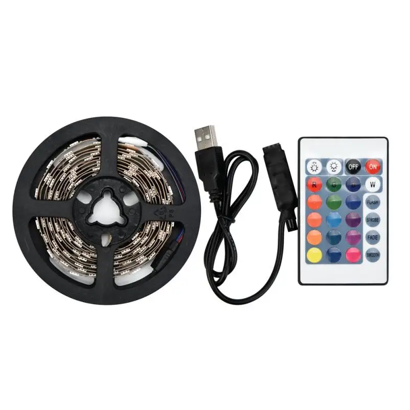 50-200 см USB Светодиодная лента светильник ТВ Задняя лампа 5050RGB изменение цвета+ пульт дистанционного управления