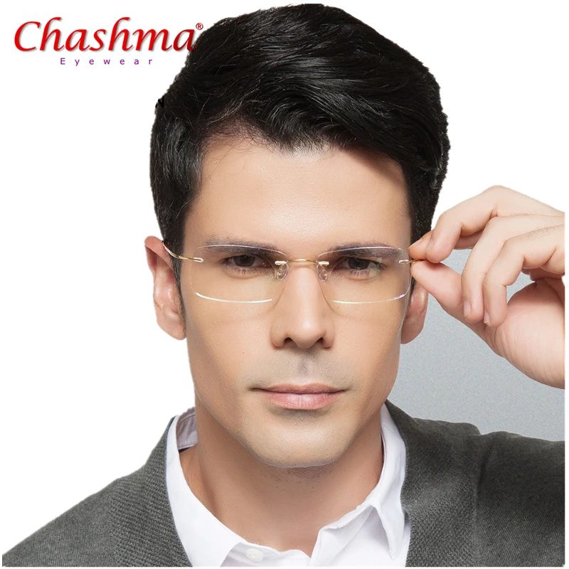 

B Pure Titanium Men Rimless Optical Glasses Frame Women Frameless Prescription Eyeglasses Ultralight Myopia Screwless Eyewear