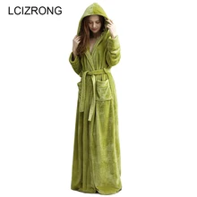 Зимний удлиненный теплый толстый Халат с капюшоном для женщин/мужчин, Сексуальный банный халат с длинным рукавом, банный халат унисекс, женский халат