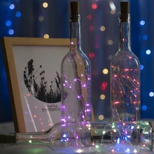 Светодиодный светильник-гирлянда с серебряной проволокой 2 м 20 светодиодный s водонепроницаемый пробковый светильник для винной бутылки Праздничная гирлянда для свадебной вечеринки украшение дома лампа