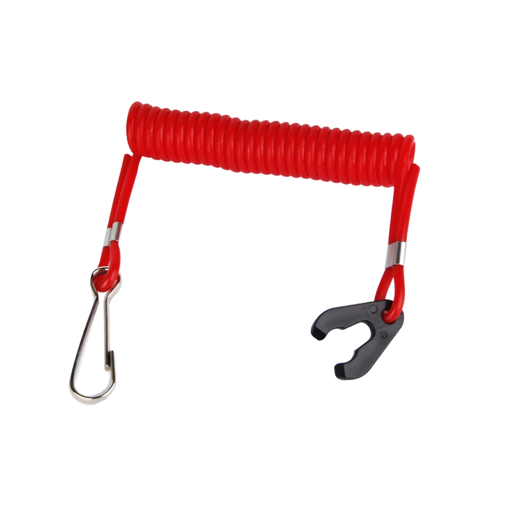 10cm Universal Safety Boat Motor Outboard Kill Switch Key Lanyard Ignition Red with Swivel Snap Hook