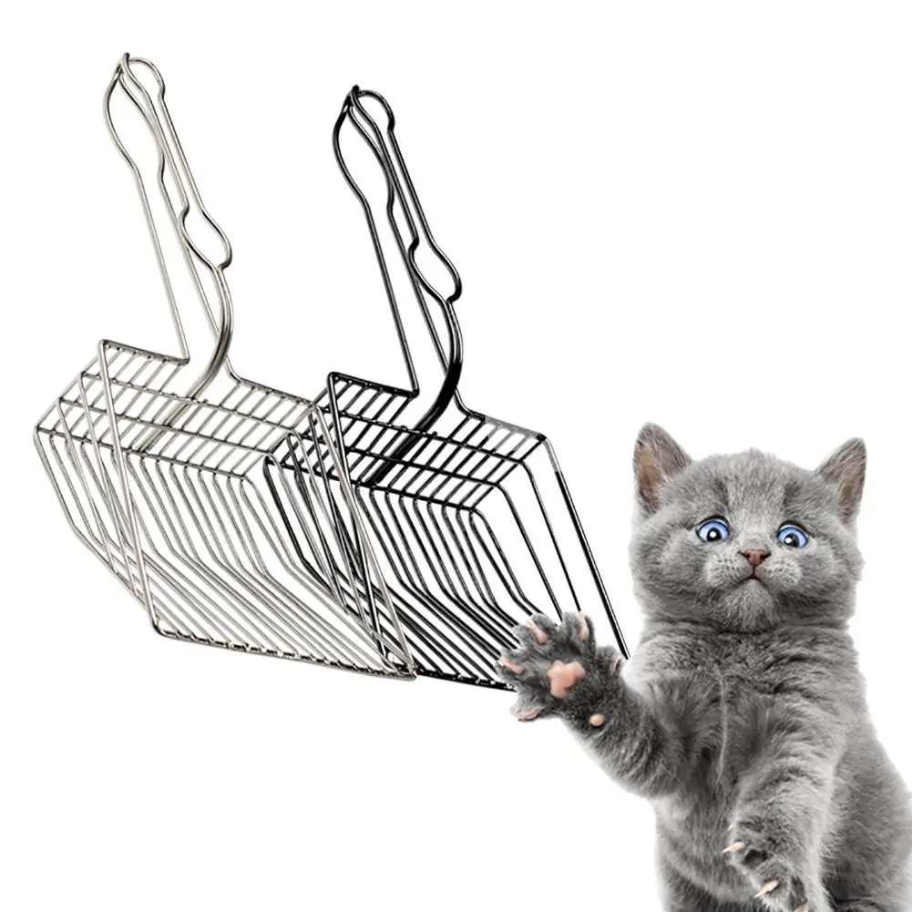 

Metal Large Cat Litter Shovel Long Handle Pet Cleaning Tool With Hook Shovel Filter Hollowing Out Sand Cat Toy
