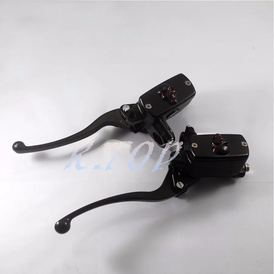 Black 7/8" Handlebar Skull Hand Control Reservoir Brake HYDRAULIC