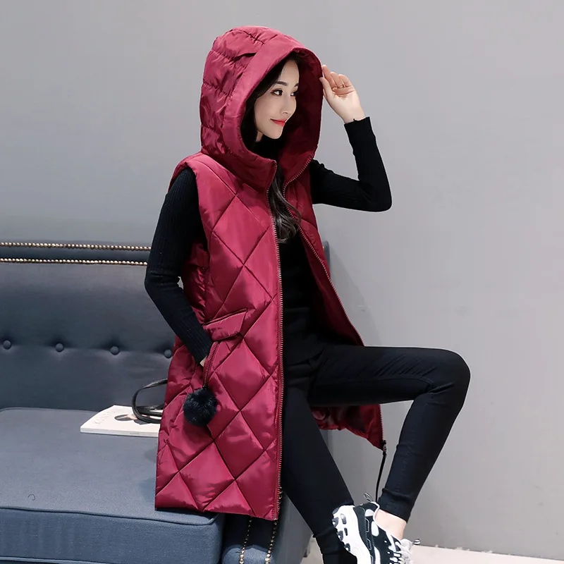 discounted  Autumn Winter Vest Women Waistcoat 2019 New Fashion Female Sleeveless Jacket Hooded Warm Long Vest 