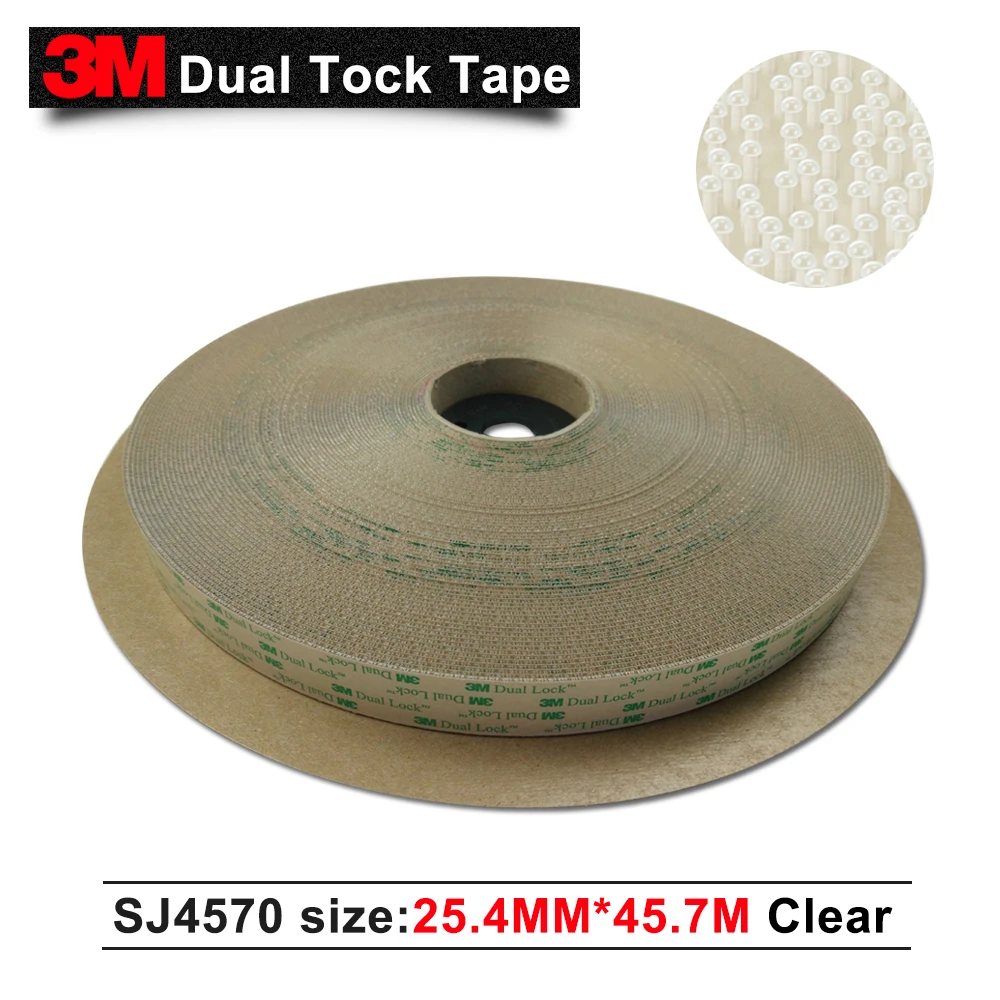 3M dual lock SJ4570 indoor self adhesive tape clear transparent fastener hook 1in * 50yards two sided tape 2 rolls a lot weaving a two sided network