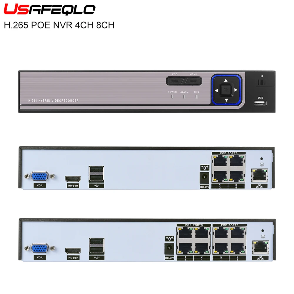 H.265 H.264 8CH 48В Система охранного видеонаблюдения POE NVR IP камера CCTV система P2P ONVIF 4*5MP/8*4