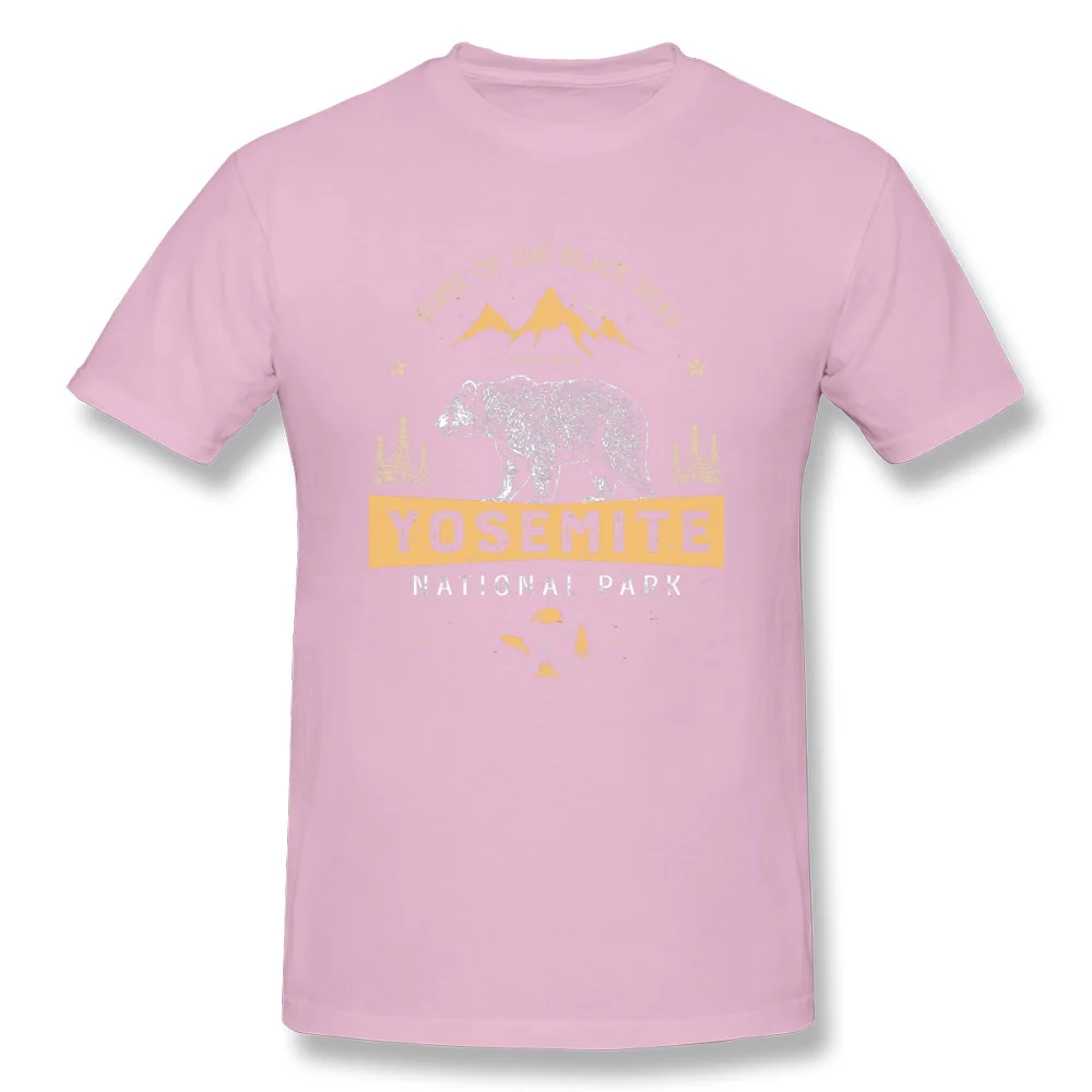 Футболка с изображением медведя, йосемита, национального парка, Калифорнии, с принтом животных, Мужская футболка, хлопковая одежда на заказ - Цвет: Pink
