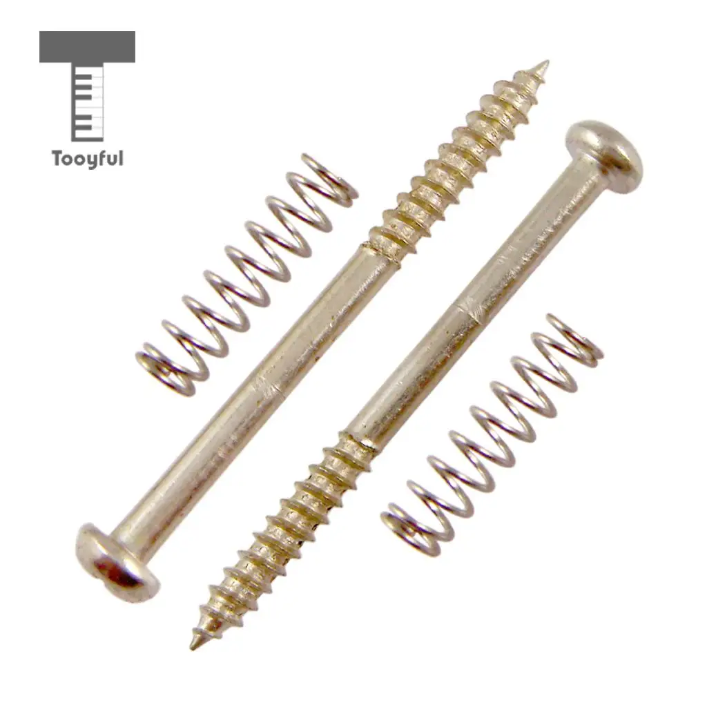 Tooyful 8 Pieces Humbucker Double Coil Pickup Frame Ring Adjusting Height Screws + Springs for Electric Bass Parts Silver