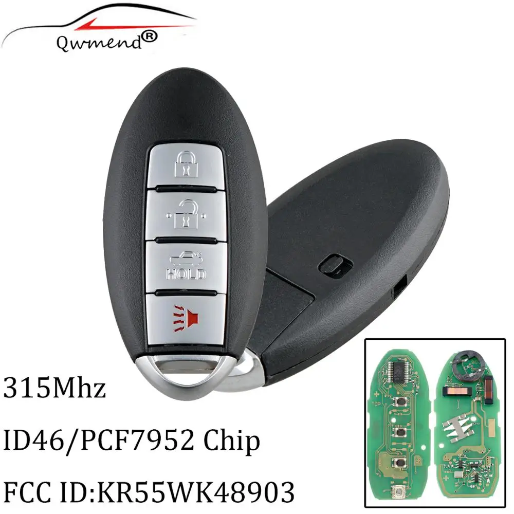 3 шт. * 4 пуговицы 315 МГц дистанционный ключ брелок для Nissan Altima Maxima Murano PCF7952 чип