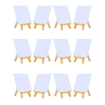 

3 by 5 Inch Tiny Wood Easels Set for Paintings Craft Small Acrylics Oil Projects, Pack of 12