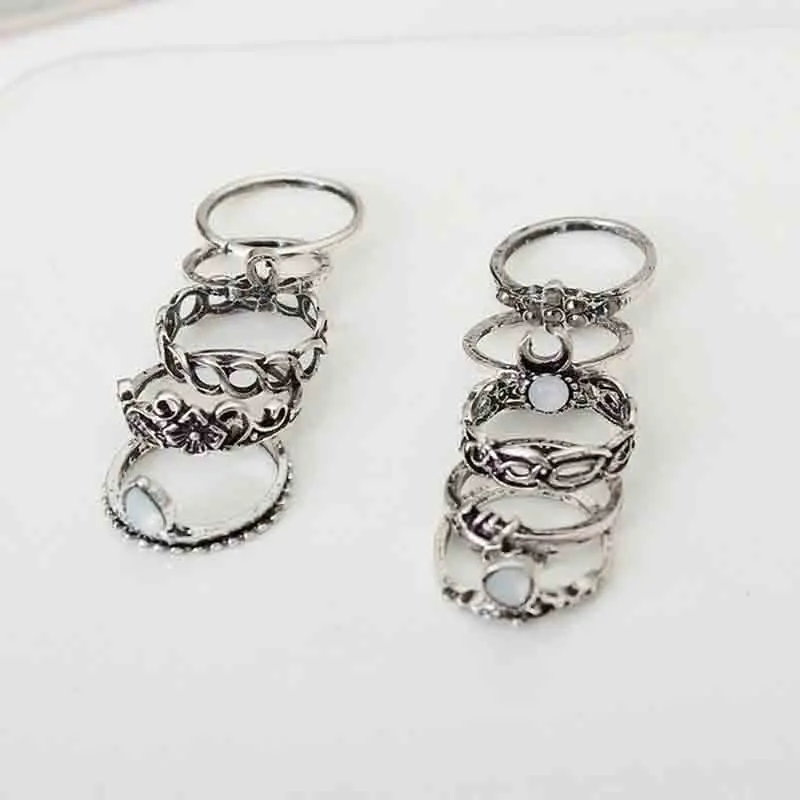 Ювелирные изделия Boho на палец корона геометрия стразы лист Женское кольцо полый