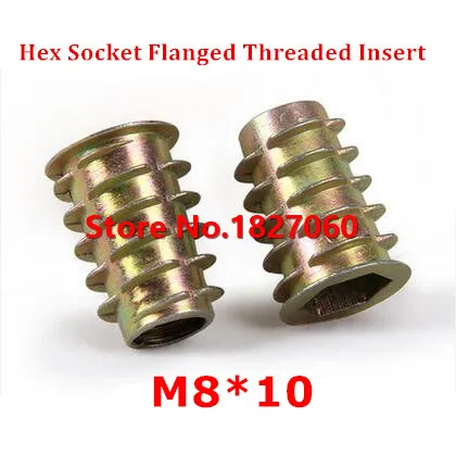 

50pcs M8*10 Zinc Alloy Furniture Hex socket Drive Head Nut Threaded for Wood Insert Nuts