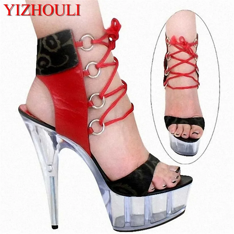 

Modern Times 15CM Super-High Heels The Leopard The Nightclubs Princess Crystal Shoes High-Heeled Sandals