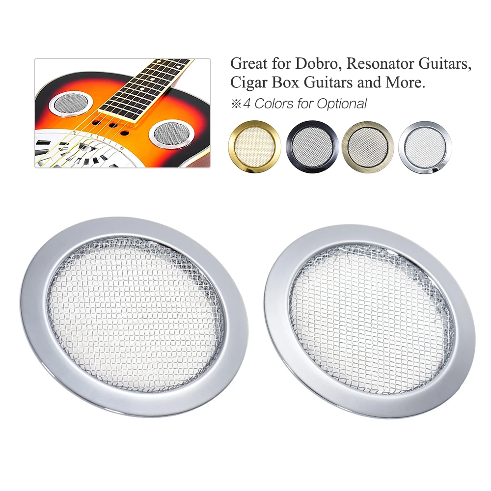 

2pcs Guitar Sound Hole Inserts for Dobro Resonator Guitar Cigar Box Guitars Black Screened