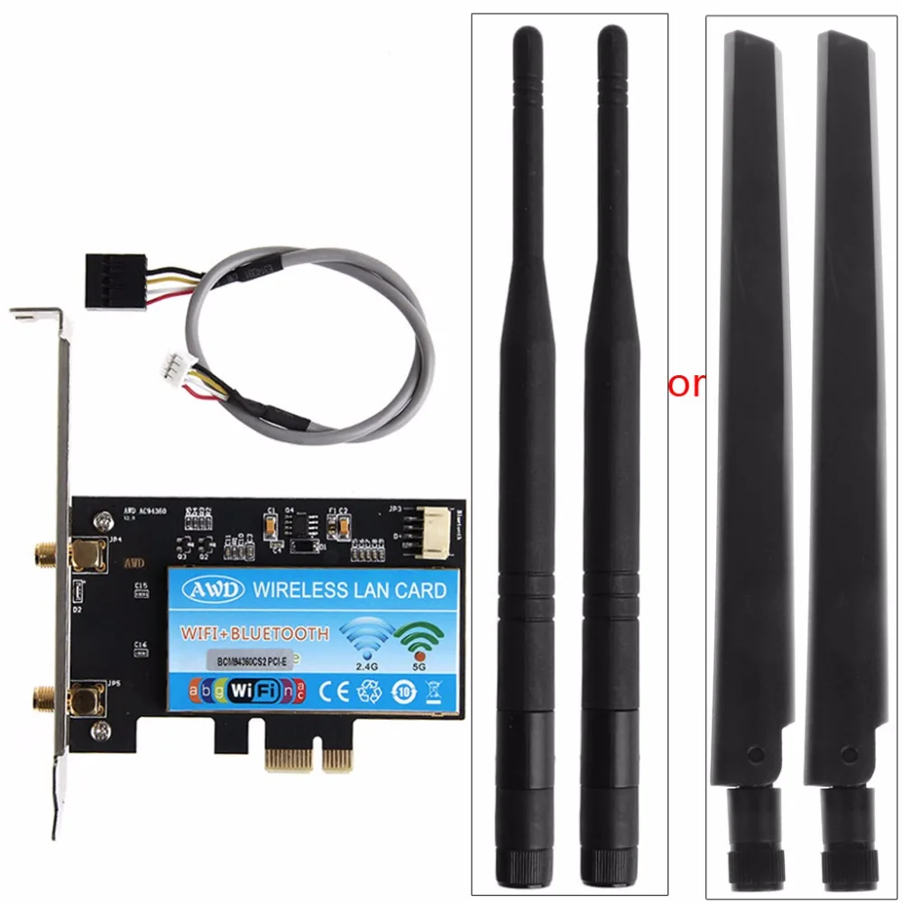 

PCI-E BCM94360CS2 867Mbps 802.11AC Dual Band BT4.0 Wifi PCI-Express Adapter Card C26