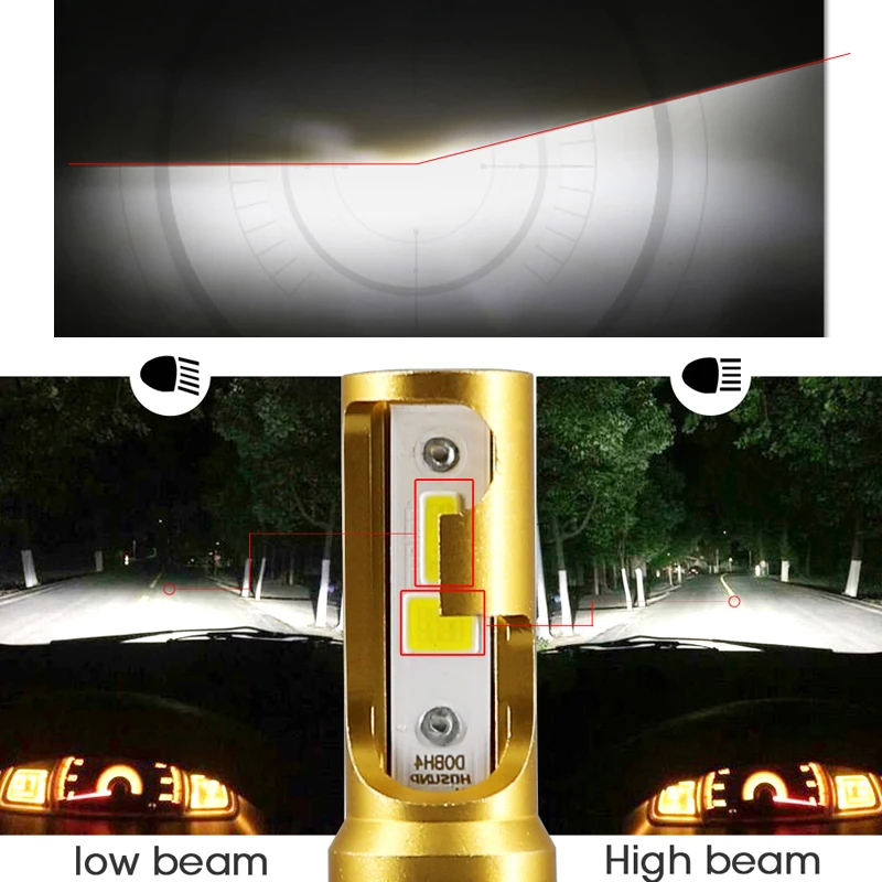 

hlxg 2PCS Mini H4 Led H7 Light Bulbs For Cars 6000K 8000K 72W 12000LM HB3 9005 LED H8 H11 Automotive Fog Lights Source 12v 24V