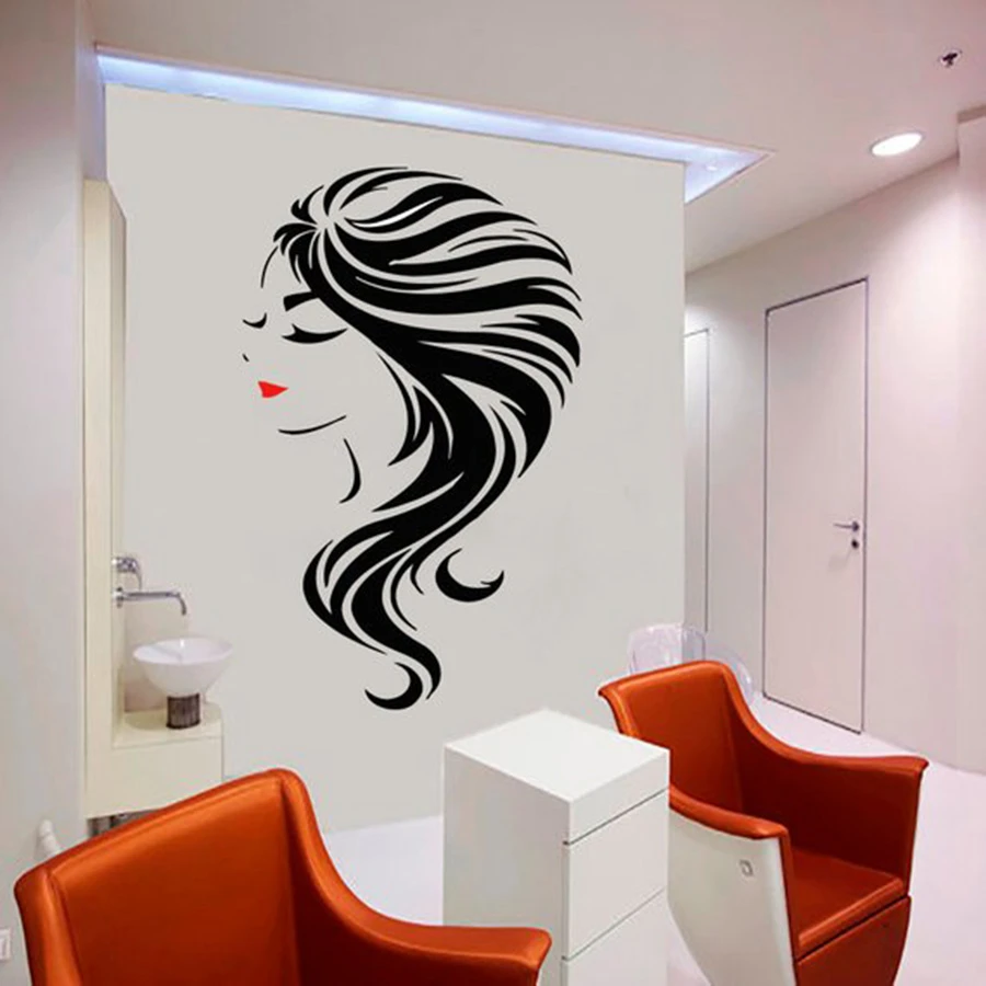 Vinyl Wall Sticker Beauty Salon Girl Face Lips Wall Decal Home Decor
