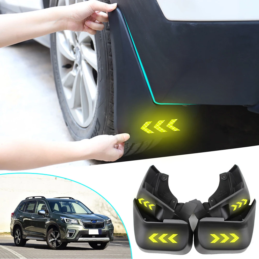 Car Mud Flaps Front Rear Mudguards Splash Guards Mudflaps For Safety Reflective Warning Fender For Subaru Forester SK