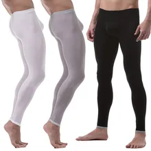 Брендовые новые мужские кальсоны, теплые штаны, тонкие нейлоновые прозрачные сексуальные трусы для геев, мужские обтягивающие леггинсы, кальсоны, размер XL