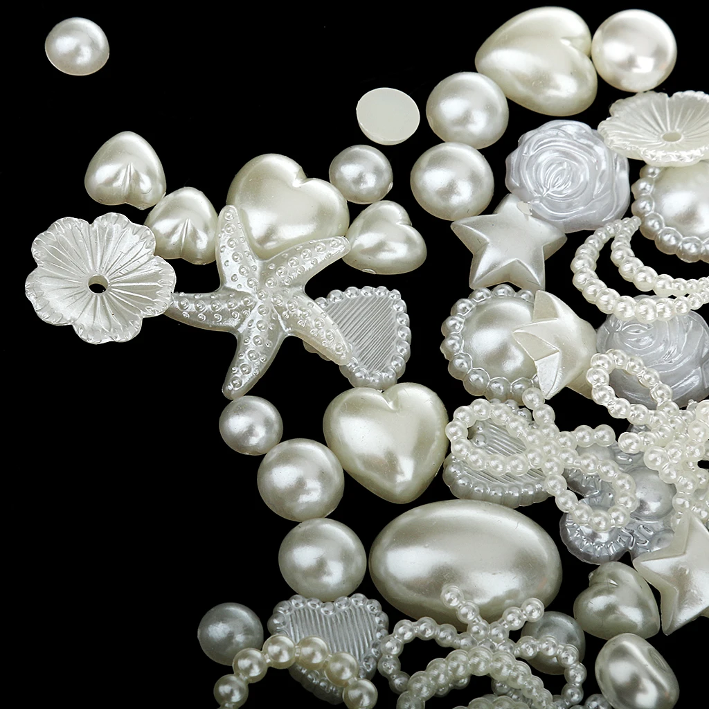 fityle 100Pcs Assorted Pearl Bead Flat Back Scrapbook for Craft for Sewing Decorating many items includin Mobile Phone Cases 