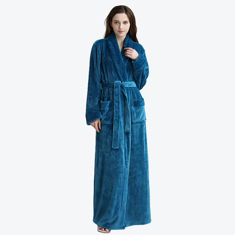 

Lovers Flannel Baths Robe Thermal Hooded Extra Long Women Thick Men Winter Warm Kimono Baths Robe Bridesmaid Bathrobes