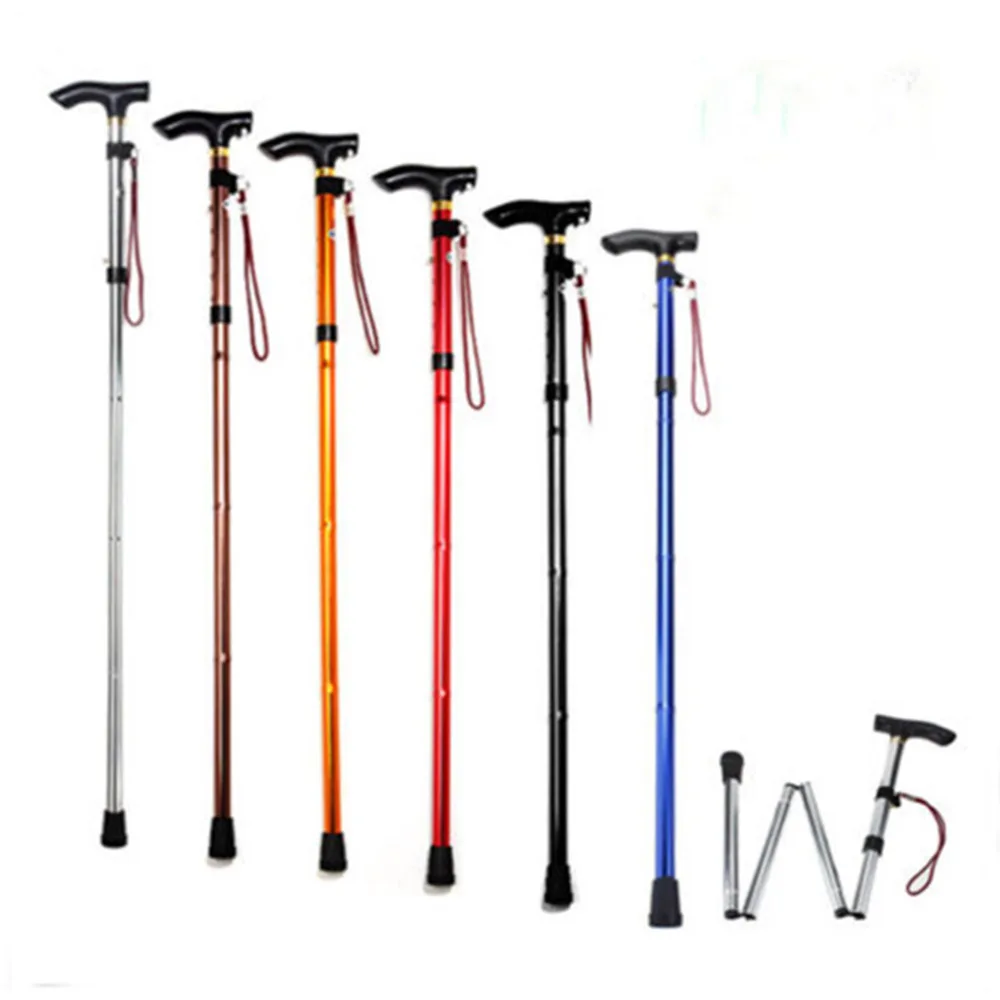 Bastón senderismo Trekking rastro ultraligero 4-sección ajustable bastones de aleación de aluminio plegable bastón de Palos Bastón senderismo Trekking rastro ultraligero 4-sección ajustable bastones de aleación de aluminio plegable bastón de Palos