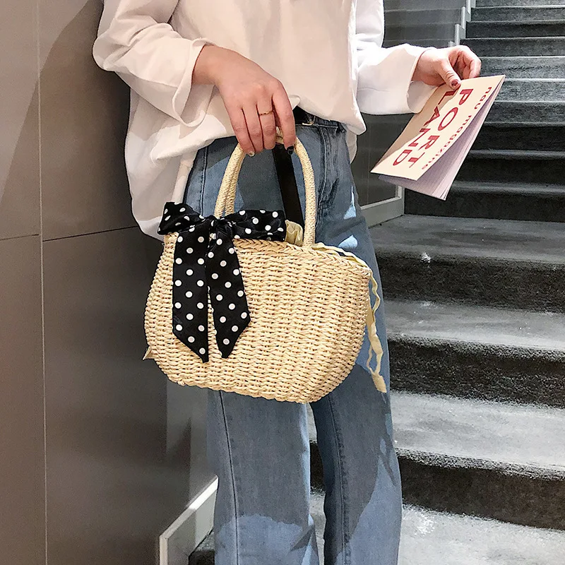 

Female Straw Beach Bag Crossbody Bags For Women 2019 Summer Wicker Designer Handbags Ladies Rattan Shoulder Messenger Bag Sac A