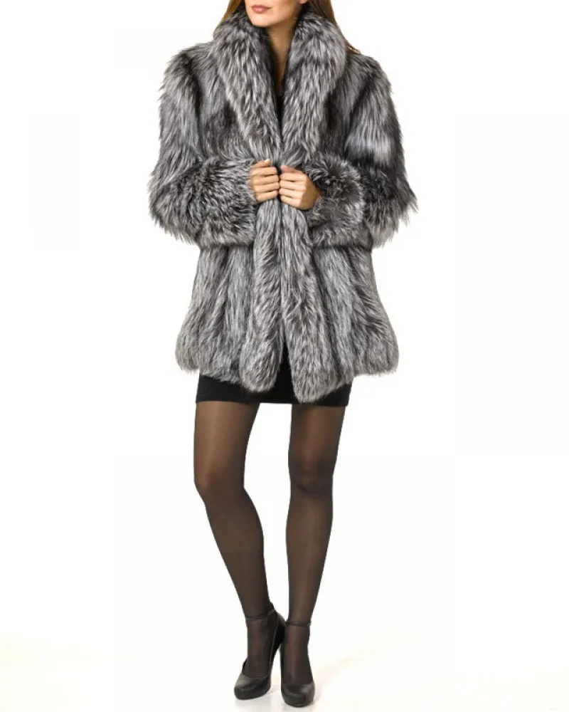 Пальто из искусственного меха Модные женские вечерние пальто из искусственного лисьего меха