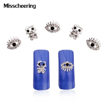 

10pcs/pack Alloy Hello Kitty Eyes Shape 3D Nail Art Decorations Glitter Rhinestone Jewelry Fashion Manicure Accessories