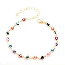 Модный браслет-подвеска на ногу из турецких бусин с злом глаз, серебряный золотой браслет-цепочка для женщин, богемные сандалии, пляжная обувь#275583