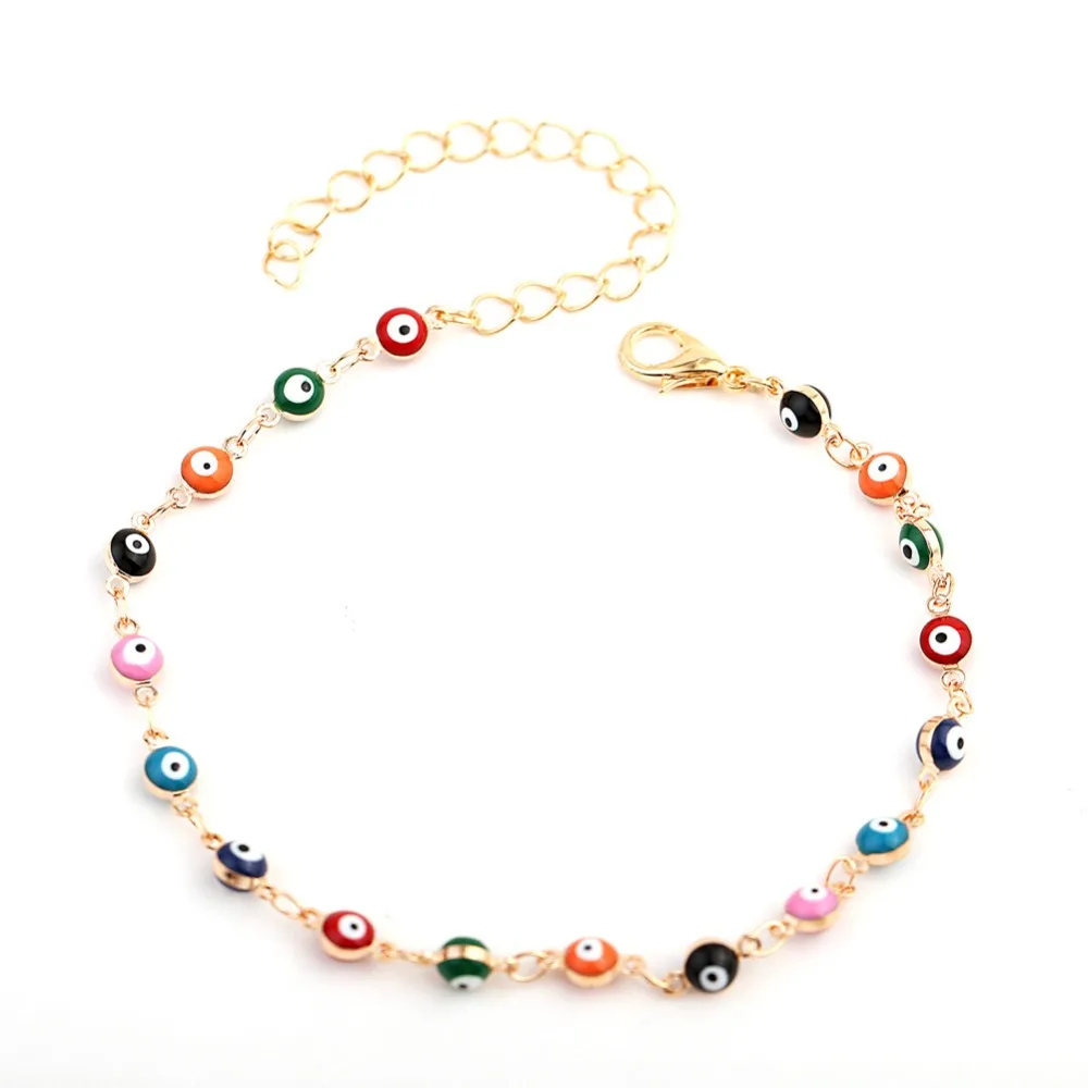 

Fashion Turkish Beads Evil Eye Anklet Charm Silver Gold Color Chain Bracelet For Women Bohemian Sandals Beach Foot Jewelr#275583