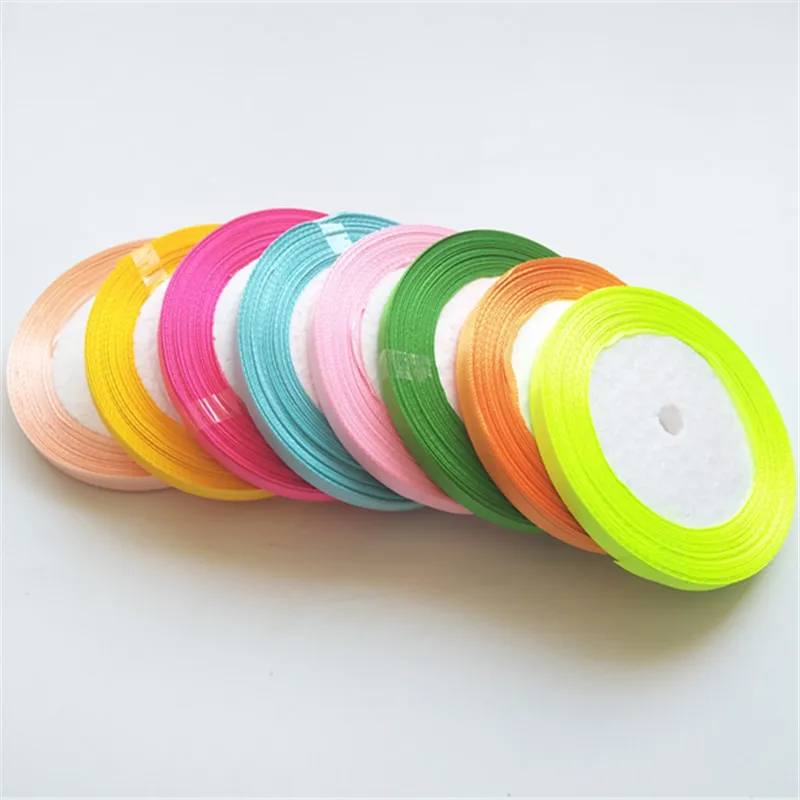 Decorations Colorful 1 Roll 25 Yards Wedding Craft Sewing 6mm Satin Ribbon