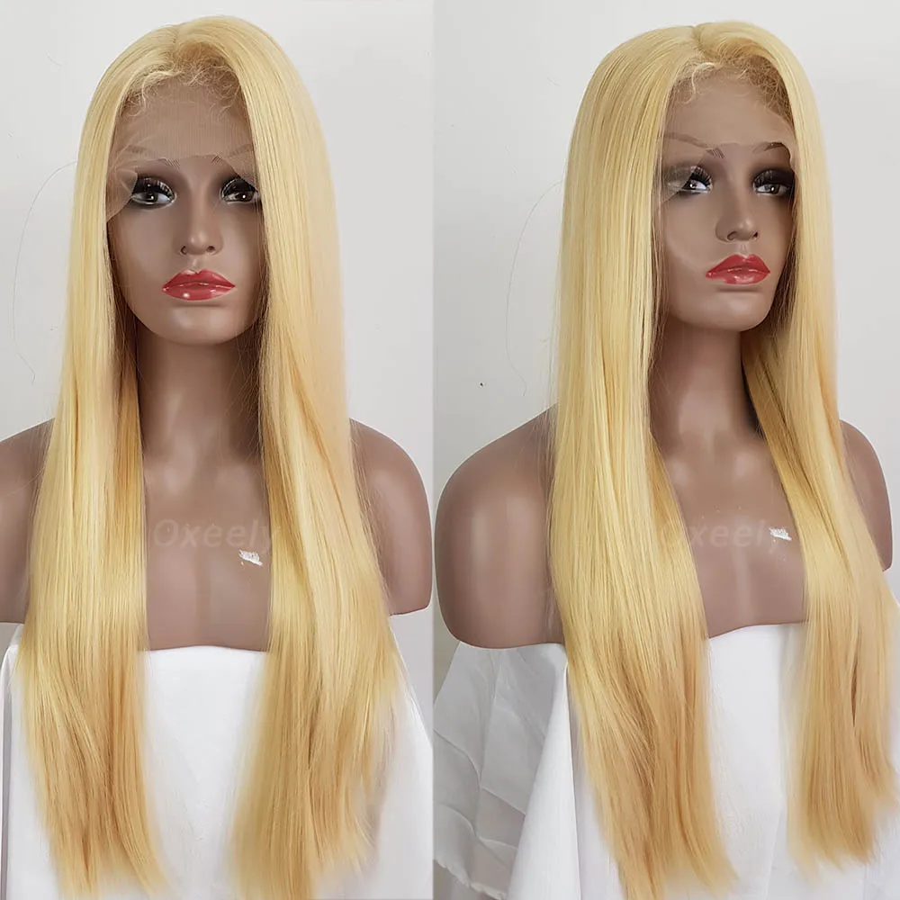 

Oxeely 613 Hair Lace Front Wig Long Straight Light Blonde Color Glueless Synthetic Lace Front Wigs Natural Hairline