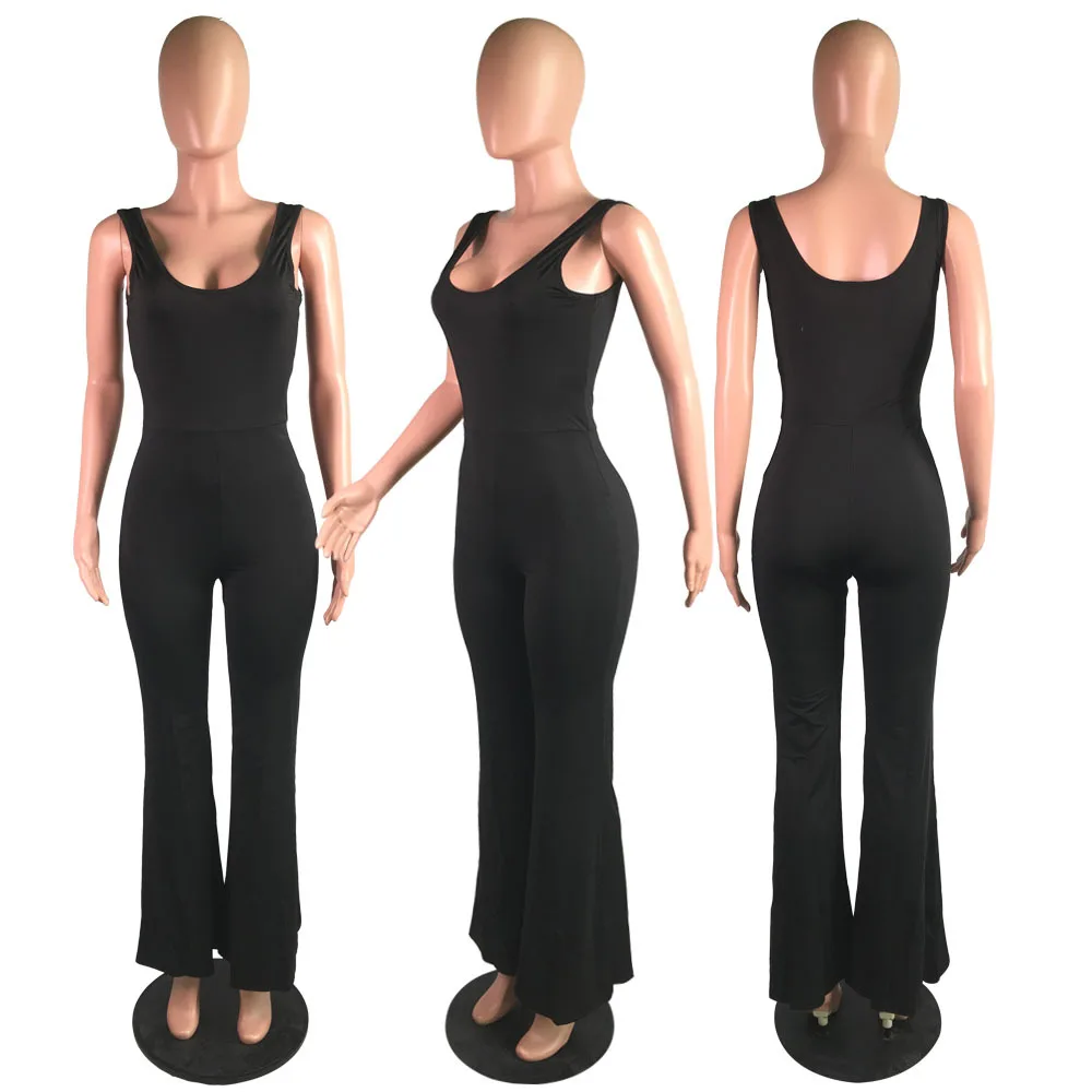 Женский летний комбинезон без рукавов, модный винтажный прямой длинный комбинезон GLU7078