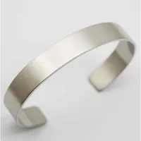 Wholesale Bulk Unisex Blank Metal Cuff Bangles Bracelets 316L Stainless Steel Plain Silver Color Bangles For Men Women 2