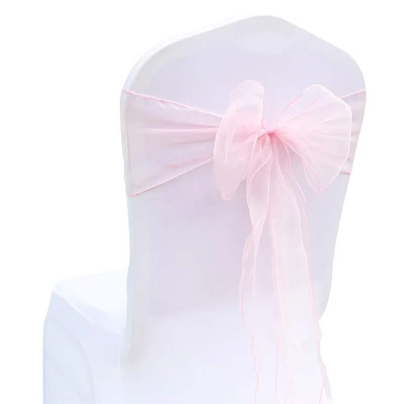 25 шт. органза лента с бантом для стула для приморского свадьбы банты из органзы мероприятия Свадебная вечеринка поставка домашний текстиль DIY органза ткань - Цвет: light pink