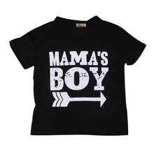 Детские топы с принтом «Мама и мальчик», черная хлопковая футболка с короткими рукавами и стрелкой для маленьких мальчиков, летняя повседневная одежда, SS