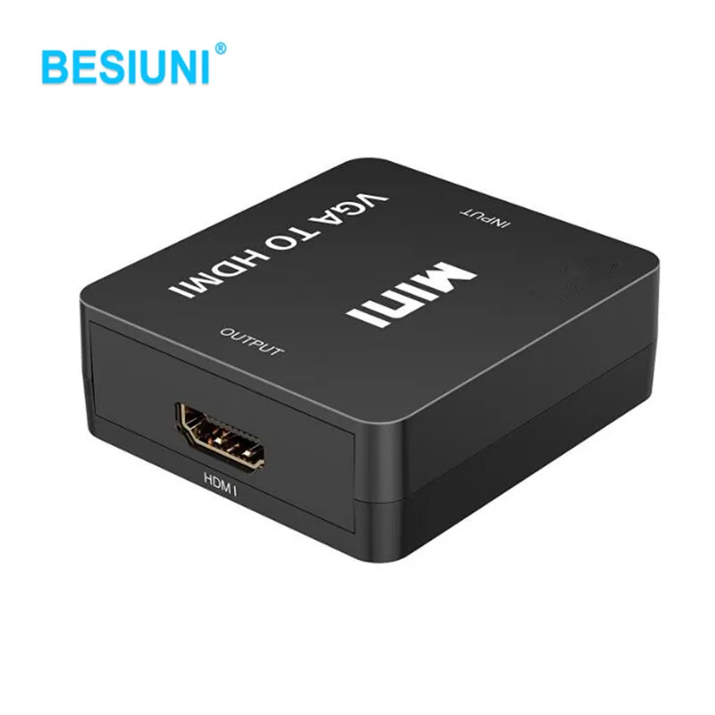 Полный 1080P черный Мини преобразователь из VGA в HDMI с аудио VGA2HDMI 1080P разъем адаптера для проектора ПК ноутбук к HDTV