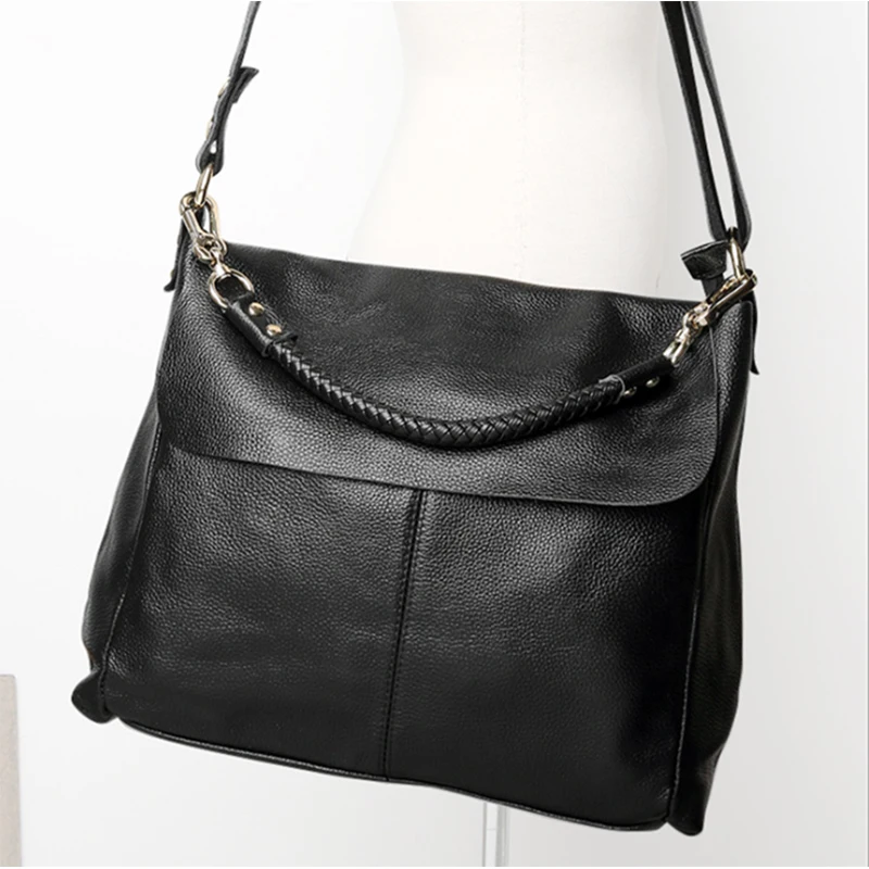 Large Flap Messenger, Women GENUINE LEATHER Shoulder Bag 100 Real Skin