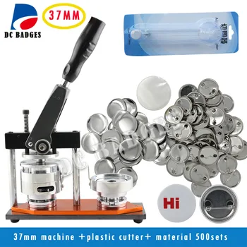 

New High Quallity Factory Directly Selling 1-1/2" 37mm Badge Button Maker Machine +Circle Cutter+500 Sets Metal Pinback Supplies