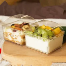 25 шт необычный, прозрачный suqare одноразовые емкости для пудинга вечерние Свадебные День Рождения Торт Декор пластиковые кружки с крышками