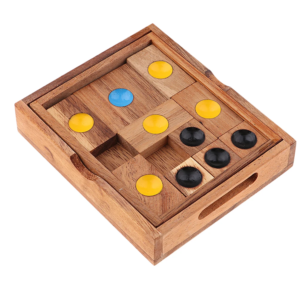 Kids Preschool 3D Brain Teaser Wooden Board Games Sliding Klotski
