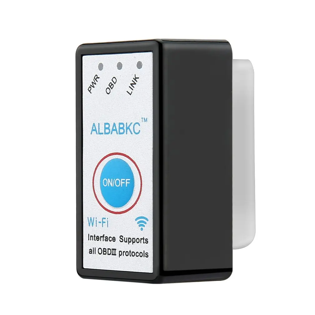 ALBABKC Mini WiFi OBD-II Car Diagnostics Tool for iPad iPhone iPod Touch  Equipped with CD with User Manual Plastic Shell