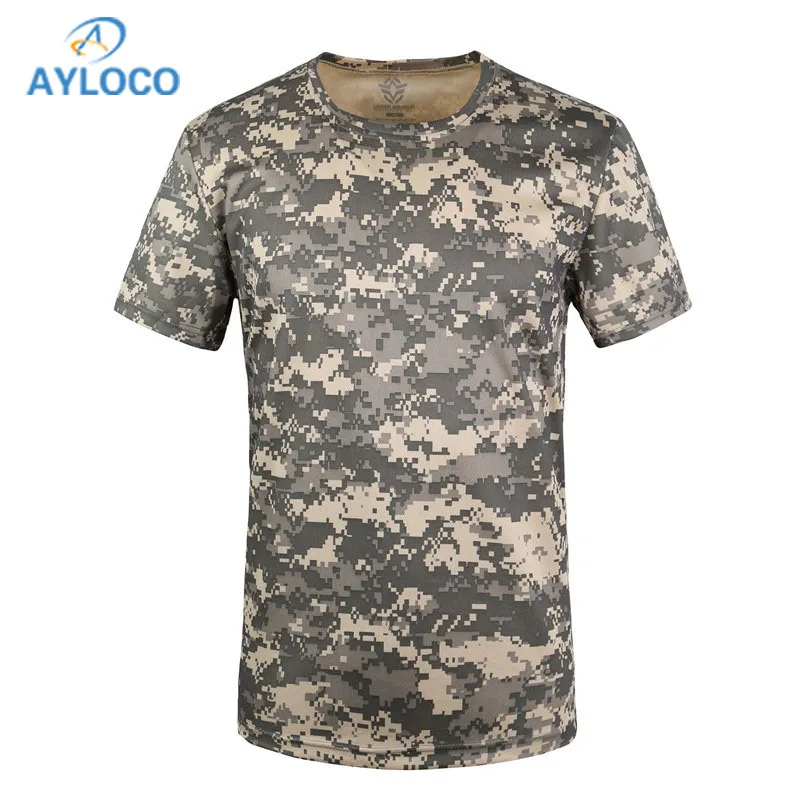

New Camouflage T-shirt Men Breathable Army Tactical Combat T Shirt Military Dry Camo T-shirts