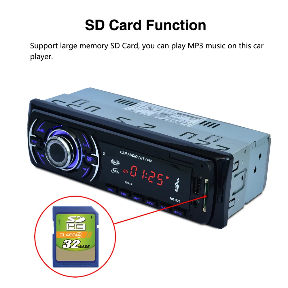 Bluetooth автомобильный аудио стерео FM DVD CD MP3 плеер приемник USB SD AUX вход PK-523 автомобильный комплект классический автомобильный стерео аудио